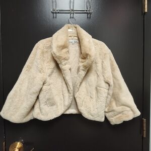 WD NY Cropped Cream Faux Fur Jacket